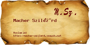 Macher Szilárd névjegykártya